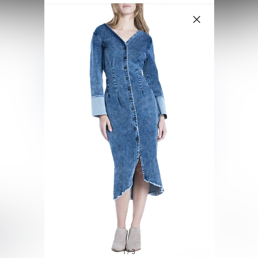 Wash Lab Corset Long Sleeve Denim Midi Dress NWT
*See Notes* - Picture 5 of 16